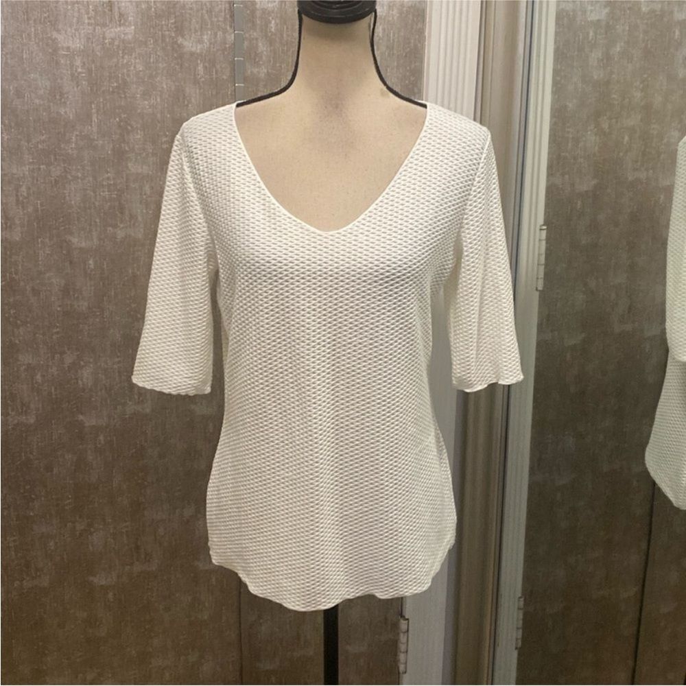 Armani Collezioni Cream Short Sleeve Top, M
